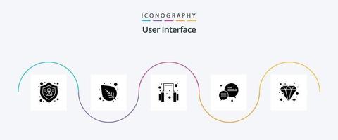 Benutzeroberfläche Glyph 5 Icon Pack inklusive . Juwel. Hilfe. Diamant. Nachricht vektor