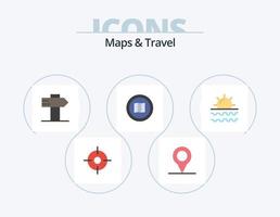 Karten und Reisen Flat Icon Pack 5 Icon Design. Urlaub. Sonne. finden. Meer. Karten vektor