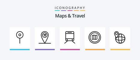 Karten und Travel Line 5 Icon Pack inklusive . Handy, Mobiltelefon. reisen. kreatives Symboldesign vektor