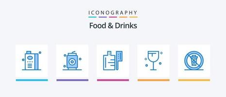 essen und trinken blau 5 icon pack inklusive diät. Wein. Essen. Glas. Getränke. kreatives Symboldesign vektor