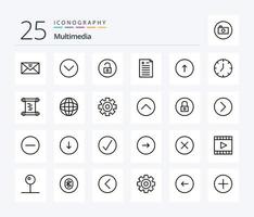 Multimedia-Icon-Paket mit 25 Zeilen, einschließlich Browser. prüfen. Multimedia. Vor-und Nachteile. Multimedia vektor