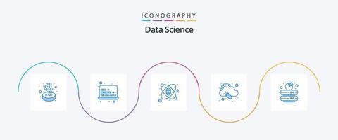 Data Science Blue 5 Icon Pack inklusive groß. Große Daten. Chemie. Lagerung. Wolke vektor