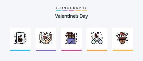 Valentinstag Linie gefüllt 5 Icon Pack inklusive Kopfhörer. Liebhaber. Lieferung. Liebe. Bett. kreatives Symboldesign vektor