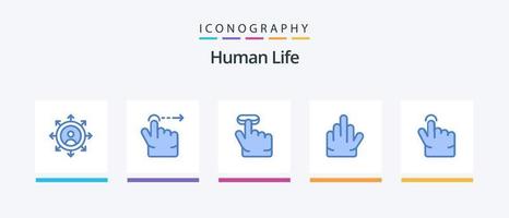 Human Blue 5 Icon Pack inklusive . Geste. berühren. Finger. kreatives Symboldesign vektor