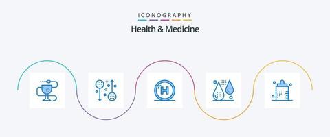 Gesundheit und Medizin blau 5 Icon Pack inklusive Tropfen. Blut. Gesundheit. Linie. Gesundheit vektor