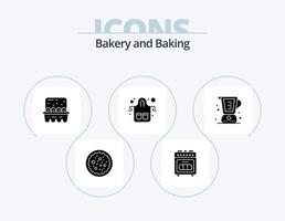 bakning glyf ikon packa 5 ikon design. bakad. kök. bakning. handskar. Kafé vektor