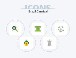 brasilien karneval flach icon pack 5 icon design. Lutscher. Süssigkeit. Christus. Feier. brasilianisch vektor