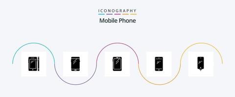 mobil telefon glyf 5 ikon packa Inklusive mobil. telefon. huawei. iphone. mobil vektor