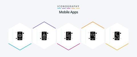 Mobile Apps 25 Glyphen-Icon-Pack inklusive App. Telefon. Telefon. online. Ausbildung vektor