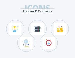 Geschäft und Teamarbeit flach Icon Pack 5 Icon Design. Kasse. Server. Benutzerbild. Büro. Daten vektor