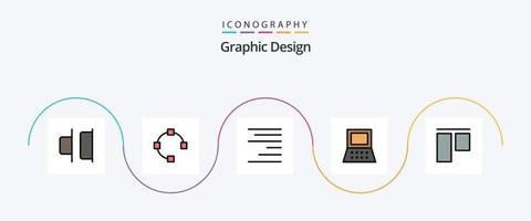 Designlinie gefülltes flaches 5-Icon-Paket einschließlich . Text. Vertikale. ausrichten vektor