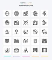 kreativ video produktion 25 översikt ikon packa sådan som film . bio . tid . . filma vektor
