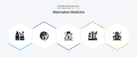 alternative medizin 25 gefüllte linien icon pack inklusive tube. Wissenschaft. Yin. Flasche. Medizin vektor