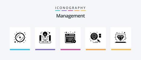 Management Glyphe 5 Icon Pack inklusive Wert. Diamant. Artikel. Geschäft. Standort. kreatives Symboldesign vektor