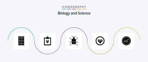 biologi glyf 5 ikon packa Inklusive . öga. insekt. vetenskap. labb vektor