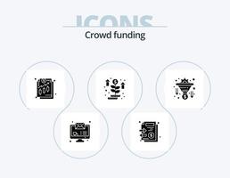 Crowdfunding-Glyphen-Icon-Pack 5-Icon-Design. Trichter. Wandlung. Finanzen. Anlage. Geld vektor