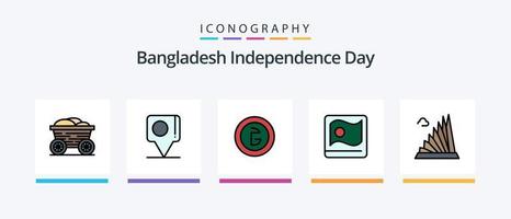 Bangladesh Independence Day Line füllte 5 Icon Pack, einschließlich Bangladesh. asiatisch. lalbagh. Flagge. International. kreatives Symboldesign vektor