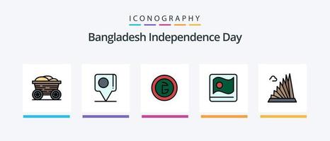 bangladesh oberoende dag linje fylld 5 ikon packa Inklusive bangladesh. asiatiska. lalbagh. flagga. internationell. kreativ ikoner design vektor