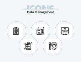 Datenverwaltungszeilen-Icon-Pack 5-Icon-Design. Server. Datei. Ordner. dokumentieren. Reißverschluss vektor