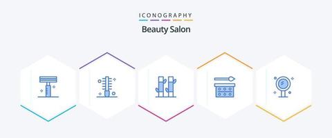 Beauty Salon 25 Blue Icon Pack inklusive Lidschatten-Palette. Augenschatten. Salon. Augenfarbe. Yoga vektor