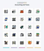 kreative Steuern 25 Zeilen gefülltes Icon Pack wie Geld. Verbrauchsteuer. Taschenrechner. Steuer. schwer vektor