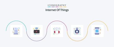 Internet der Dinge Flat 5 Icon Pack inklusive App. schlau. Gerät. scannen. Zukunft vektor