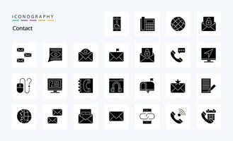 25-Kontakt-Solid-Glyphen-Icon-Pack vektor