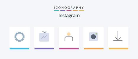 Instagram Flat 5 Icon Pack inklusive Twitter. herunterladen. Profil. Sozial. instagram. kreatives Symboldesign vektor