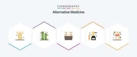alternativ medicin 25 platt ikon packa Inklusive midja. ljuv. skönhet. organisk. friska vektor