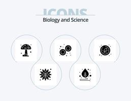 Biologie-Glyphen-Icon-Pack 5 Icon-Design. Kreis. Blatt. Pilz. Biologie. Labor vektor