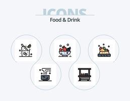 mat och dryck linje fylld ikon packa 5 ikon design. . mat. is. vatten. vektor