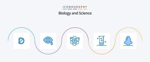 Biologie blau 5 Icon Pack inklusive Biologie. Wissenschaft. Biologie. Labor. Glaswaren vektor