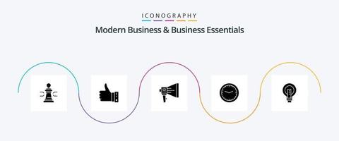 modernes Business und Business Essentials Glyph 5 Icon Pack inklusive Marketing. Digital. Finger. bekannt geben. hoch vektor