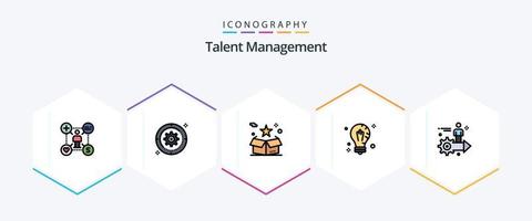 talentmanagement 25 gefülltes linien-icon-pack inklusive idee. Geist. Rad. Lieferung. Stern vektor