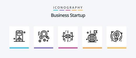 Business Startup Line 5 Icon Pack inklusive Uhr. Dollar. Raum. Kreis. Birne. kreatives Symboldesign vektor