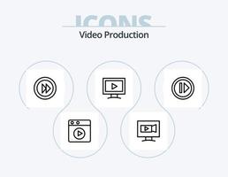 Videoproduktionslinie Icon Pack 5 Icon Design. Pause. Medien. Film. Netz. Multimedia vektor