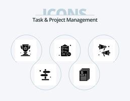 Aufgaben- und Projektmanagement-Glyphen-Icon-Pack 5-Icon-Design. Zwischenablage . Datei . Gewinner. vergeben vektor