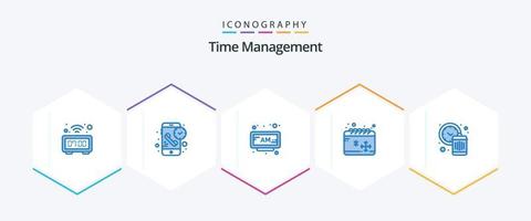 Zeitmanagement 25 Blue Icon Pack inklusive Uhr. Jahreszeit. Zeit. kalt. Zeit vektor