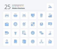 modern företag 25 blå Färg ikon packa Inklusive dator. företag. konfidentiell. tabell. kontor vektor