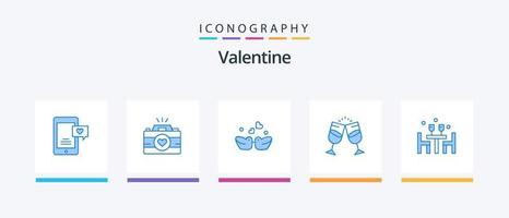 valentine blå 5 ikon packa Inklusive par. juice. par fotografi. alkohol. ankor. kreativ ikoner design vektor