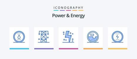 kraft och energi blå 5 ikon packa Inklusive mätning. elektronik. torn. konstruktion och verktyg. energi. kreativ ikoner design vektor