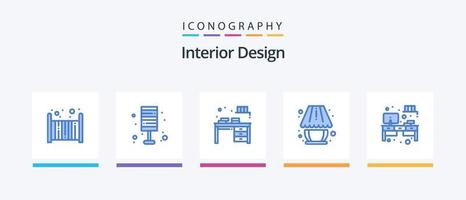 interiör design blå 5 ikon packa Inklusive belysning. lampa. Hem. Hem dekorera. Hem. kreativ ikoner design vektor