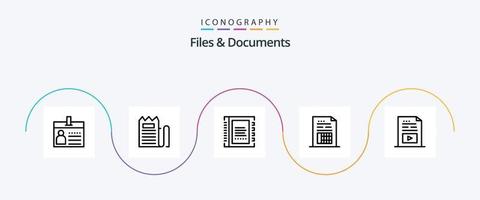 Dateien und Dokumente Zeile 5 Icon Pack inklusive Dokument. Konto. Zahlung. Liste. Kontakt vektor