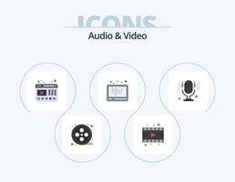 audio och video platt ikon packa 5 ikon design. ljud. mikrofon. webb. social media. spela vektor