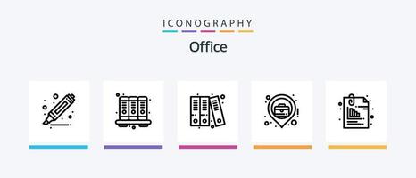 Office Line 5 Icon Pack inklusive Karte. Geschäft. vergeben. Forderung. Telefon. kreatives Symboldesign vektor