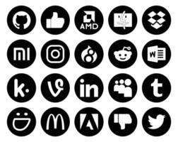 20 social media ikon packa Inklusive adobe självbelåten reddit tumblr edin vektor