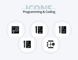 Programmieren und Codieren von Glyphen-Icon-Pack 5-Icon-Design. Entwicklung. Kodierung. Entwicklung. Entwicklung. Kodierung vektor