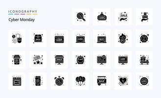 25 Cyber Monday solides Glyphen-Icon-Pack vektor