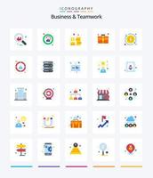 kreativ företag och lagarbete 25 platt ikon packa sådan som mål. anställd. pengar. bearbeta. budget vektor