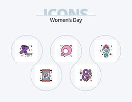 Womens Day Line gefüllt Icon Pack 5 Icon Design. Damen. einladen. heiß. Symbol. Karte vektor